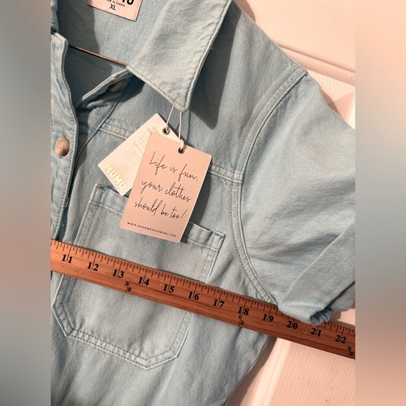 NWT SHOW ME YOUR MUMU | Revolve | XL Cannon Romper Spring Blue Denim Cotton NICE - Picture 9 of 16